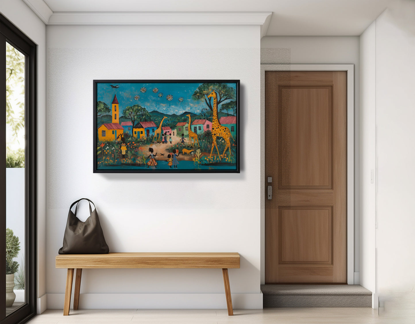 Giraffe Village Folk Black Black culture wall art view 29