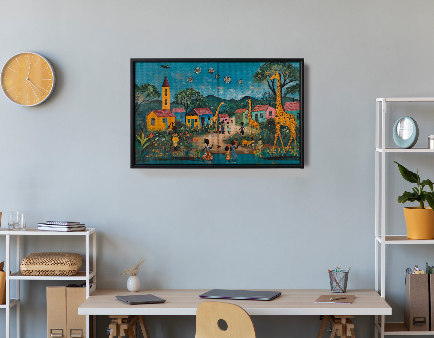 Giraffe Village Folk Black Black culture wall art view 30