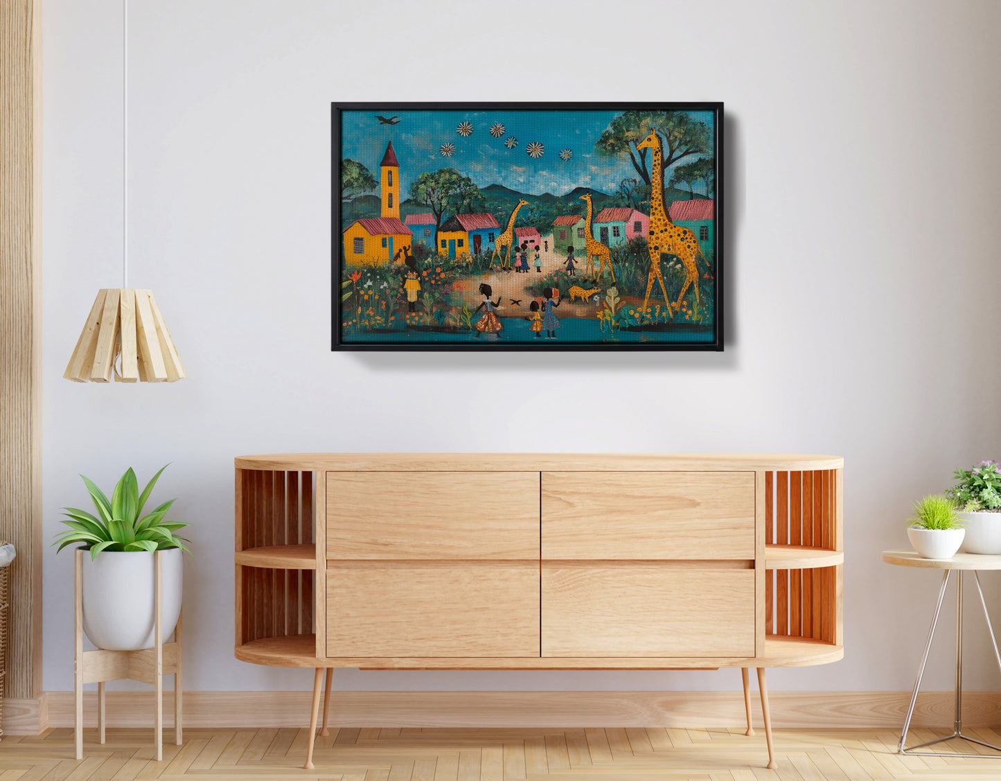 Giraffe Village Folk Black Black culture wall art view 26