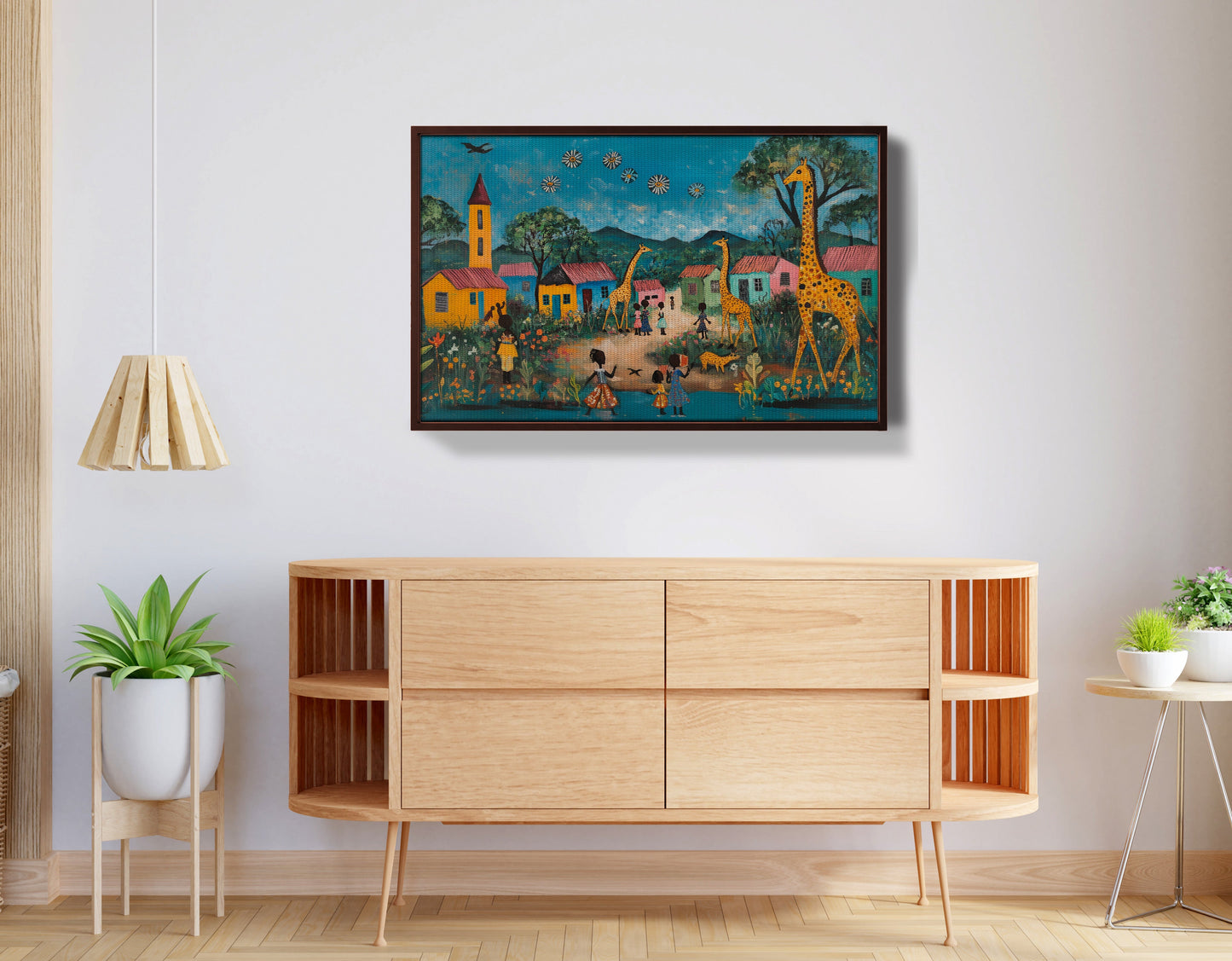 Giraffe Village Folk Black Black culture wall art view 32