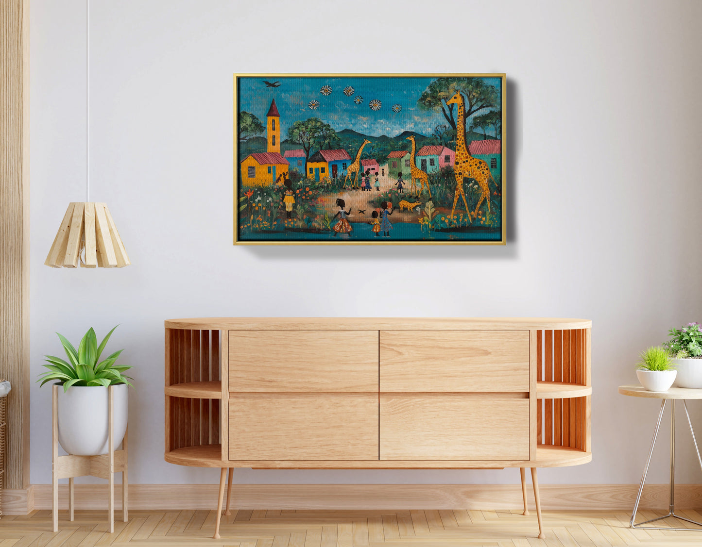 Giraffe Village Folk Black Black culture wall art view 38