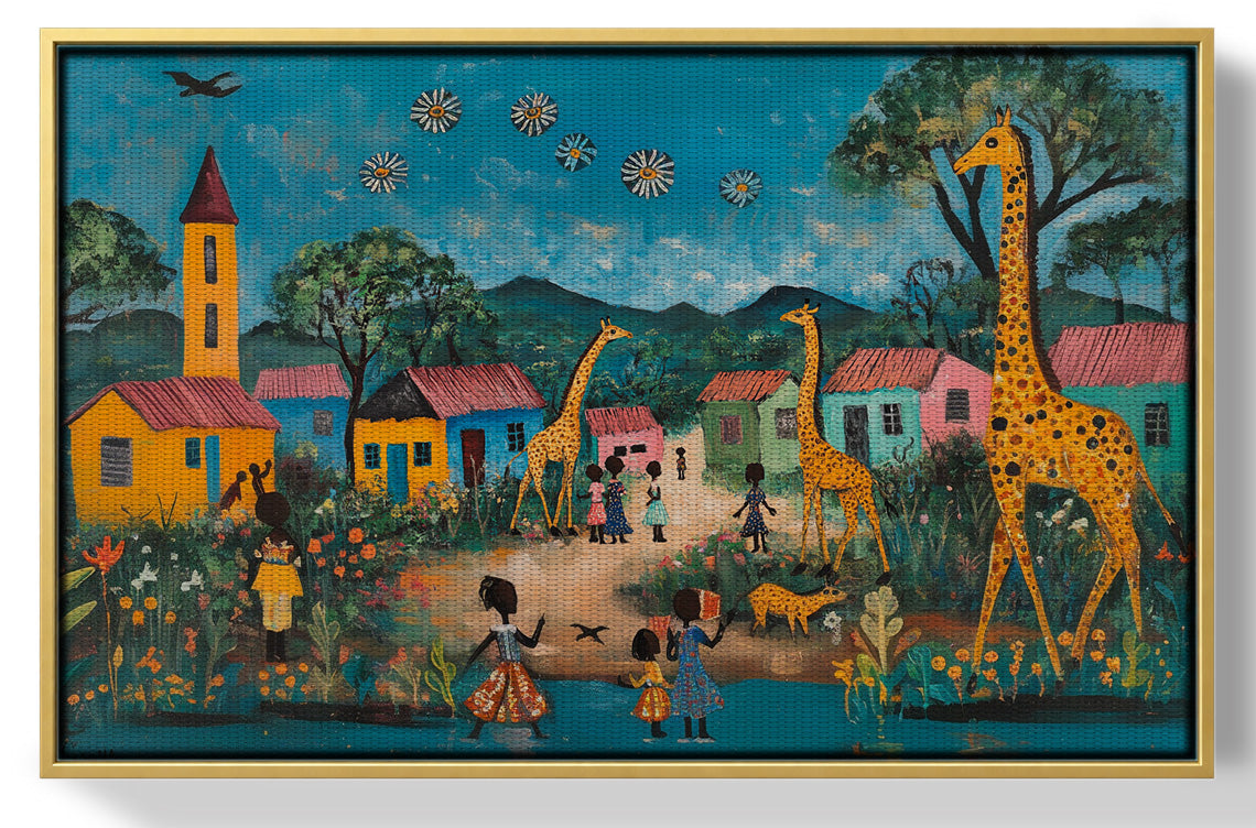 Giraffe Village Folk Black Black culture wall art view 37