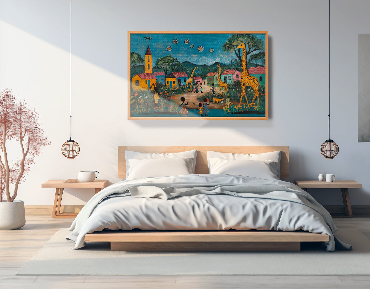Giraffe Village Folk Black Black culture wall art view 45