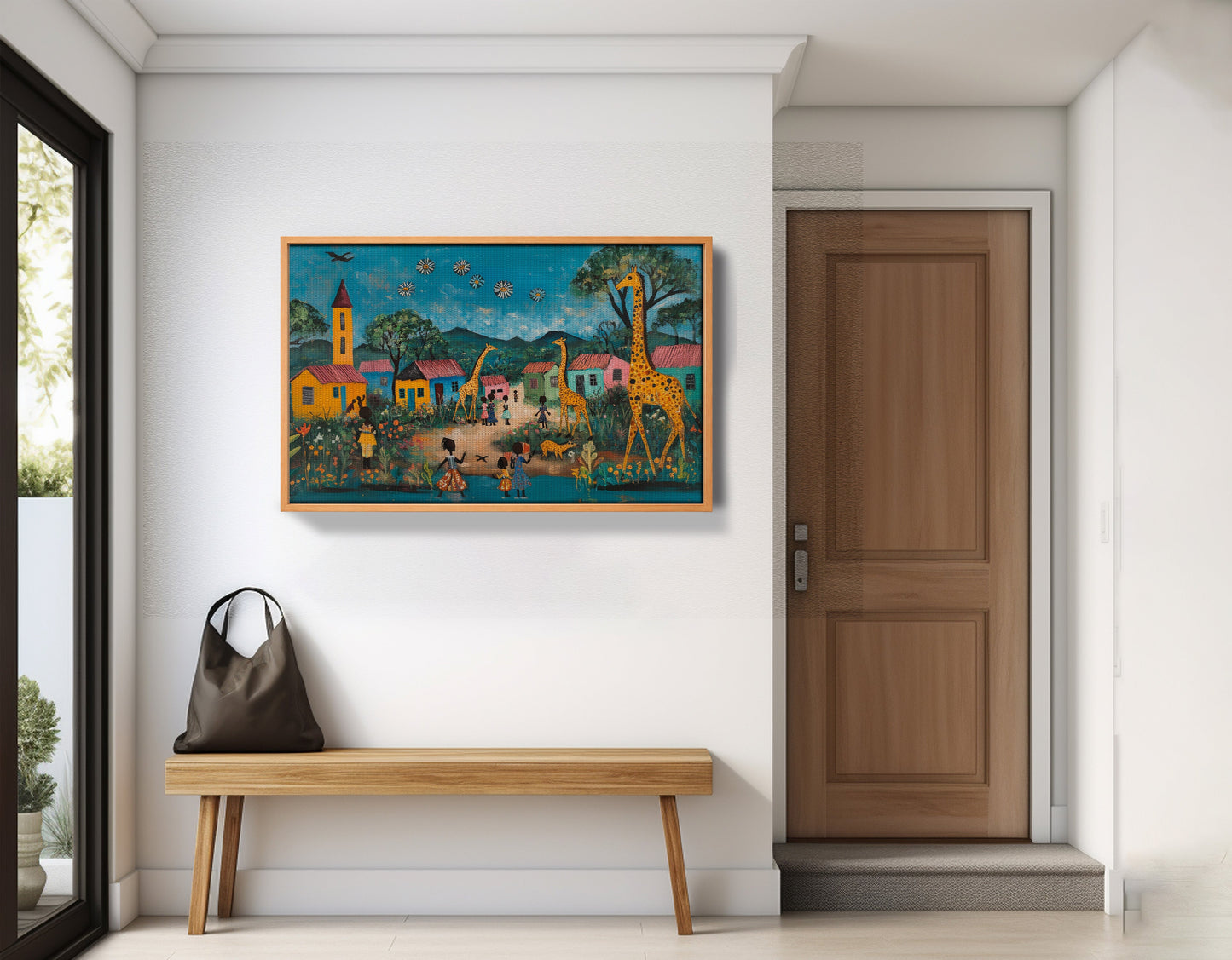 Giraffe Village Folk Black Black culture wall art view 47