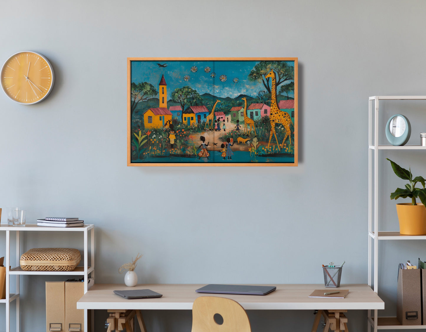 Giraffe Village Folk Black Black culture wall art view 48