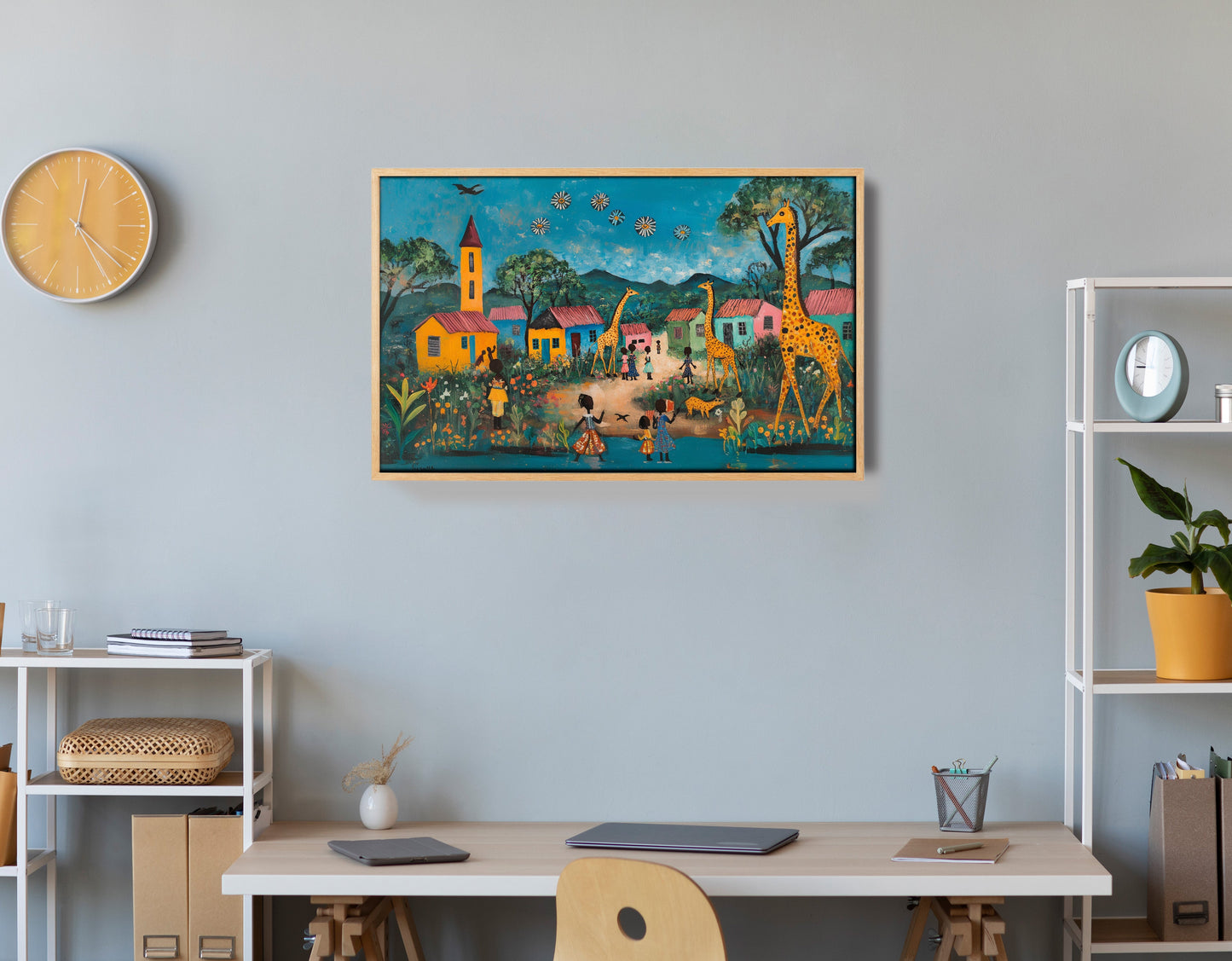 Giraffe Village Folk Black Black culture wall art view 54