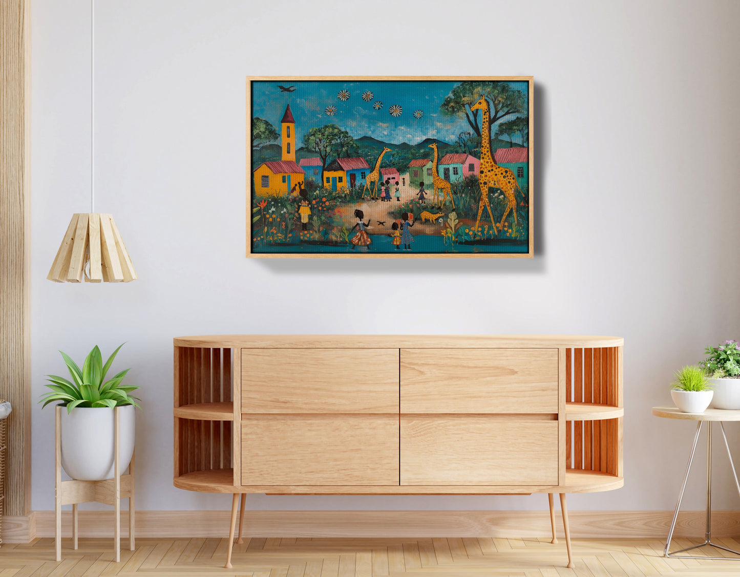 Giraffe Village Folk Black Black culture wall art view 50
