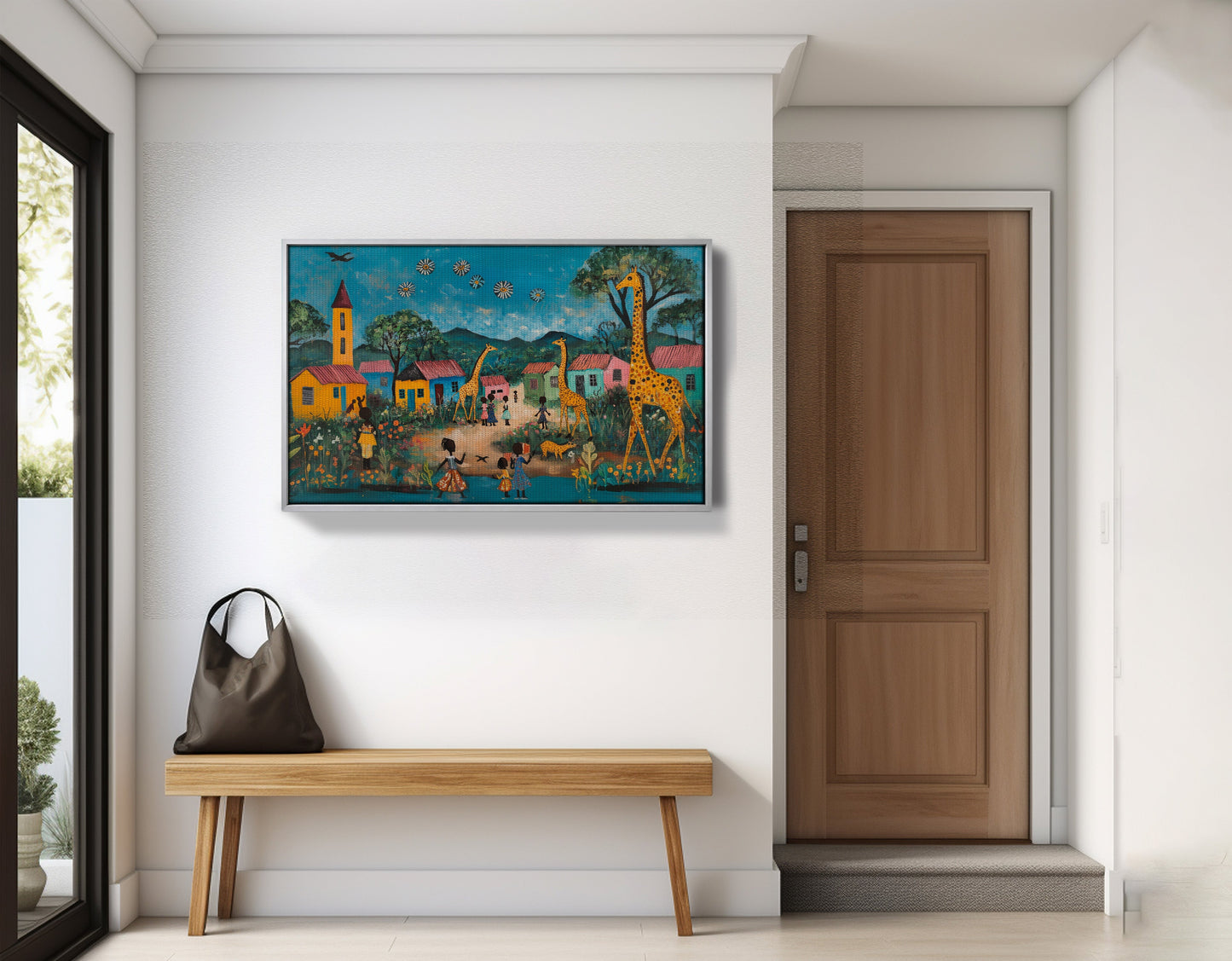 Giraffe Village Folk Black Black culture wall art view 59