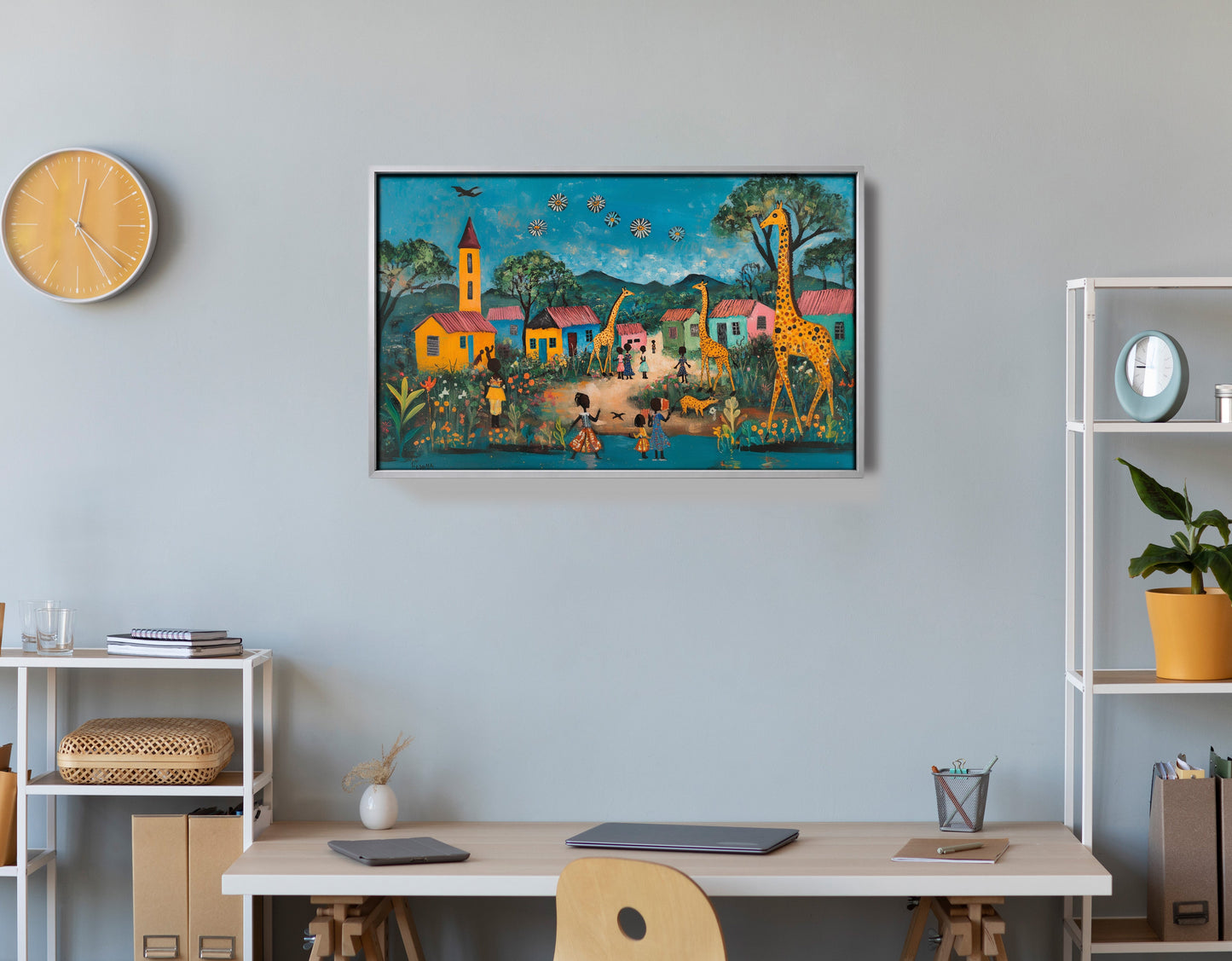 Giraffe Village Folk Black Black culture wall art view 60
