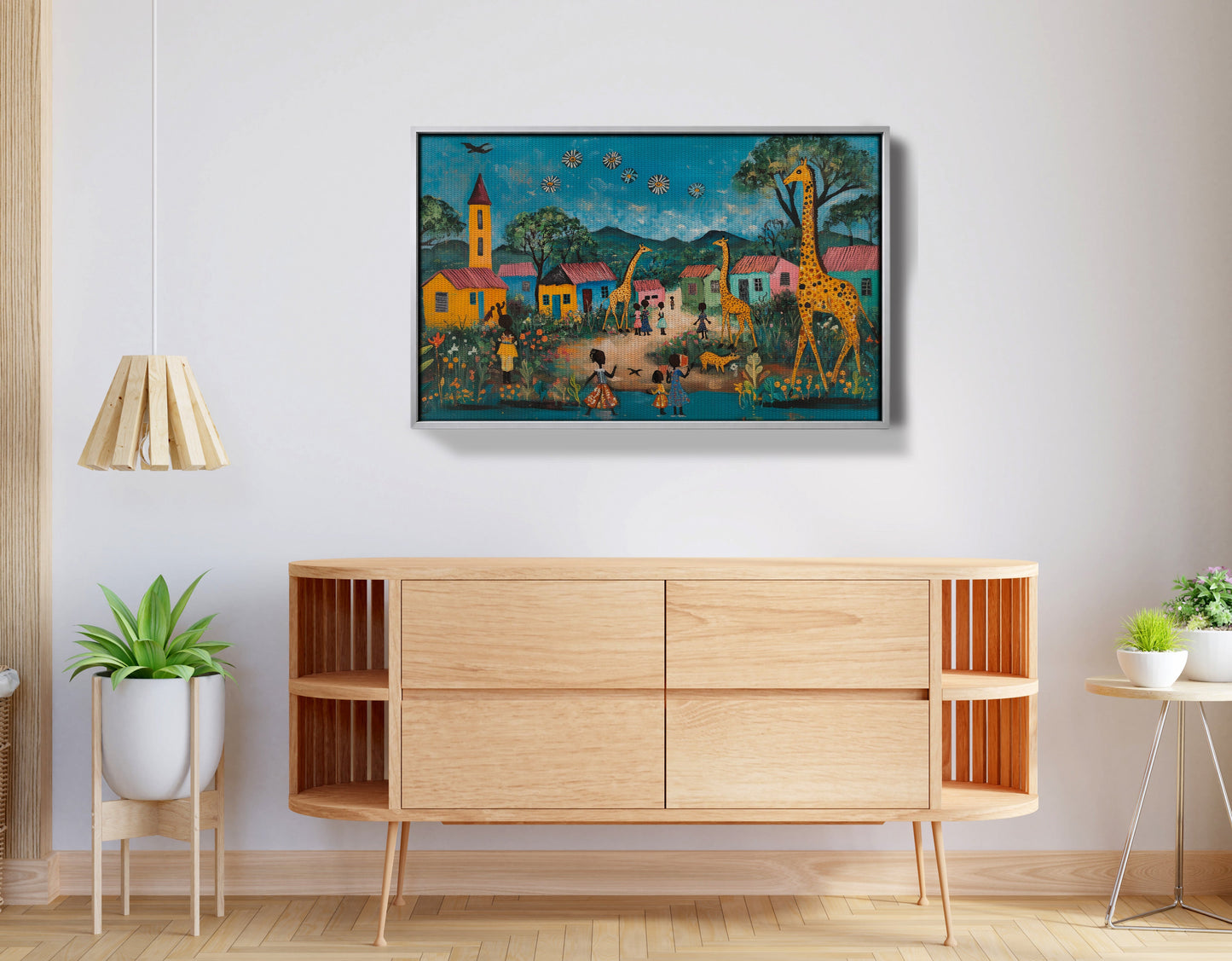 Giraffe Village Folk Black Black culture wall art view 56