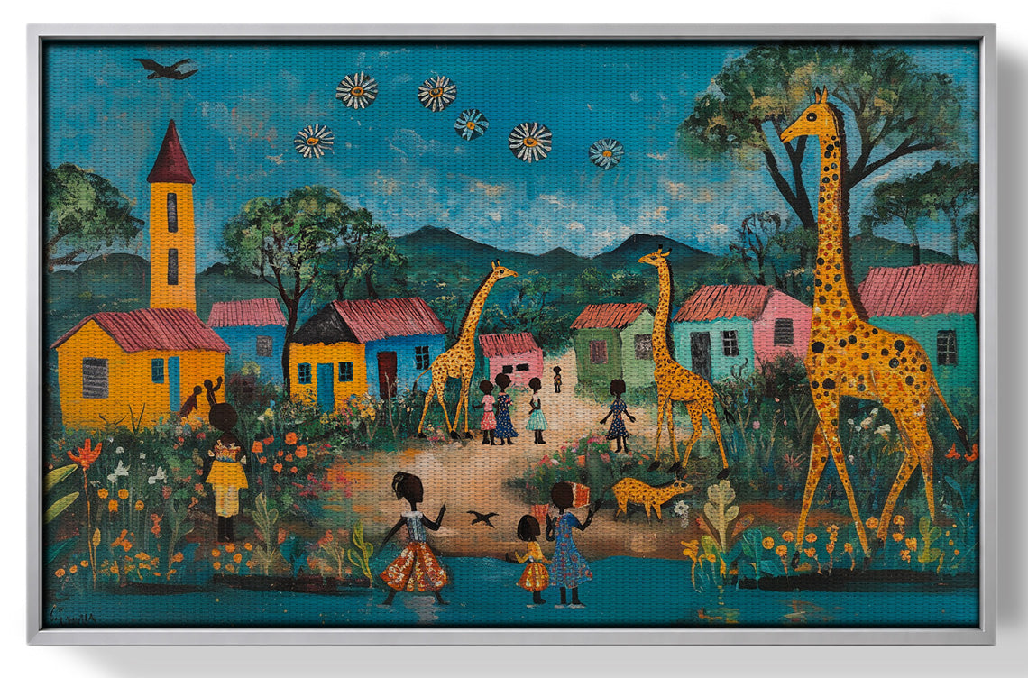 Giraffe Village Folk Black Black culture wall art view 55