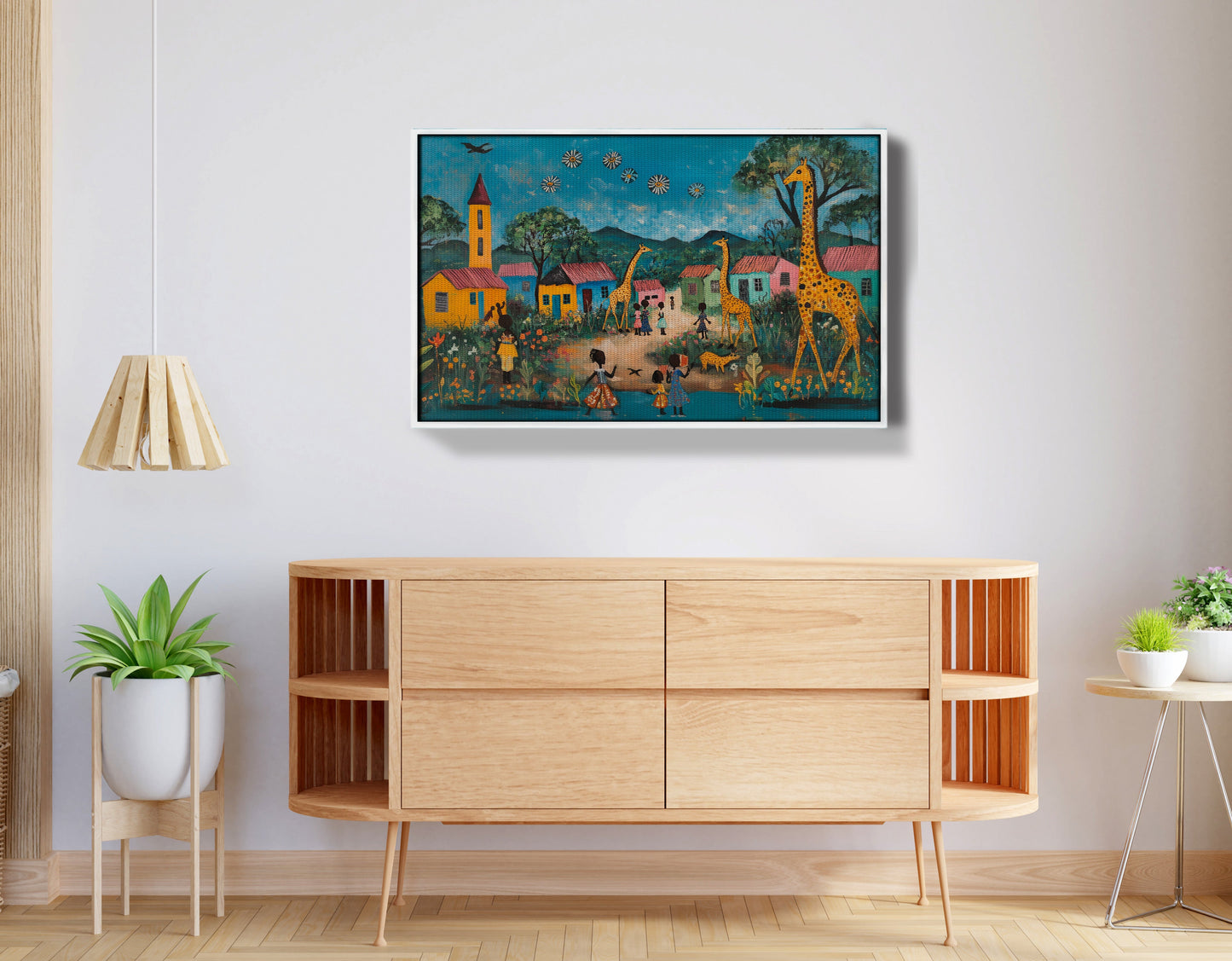 Giraffe Village Folk Black Black culture wall art view 62