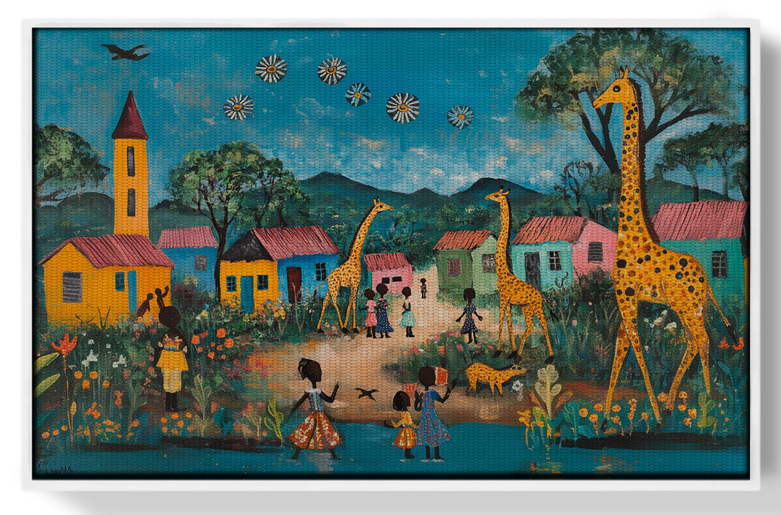 Giraffe Village Folk Black Black culture wall art view 61