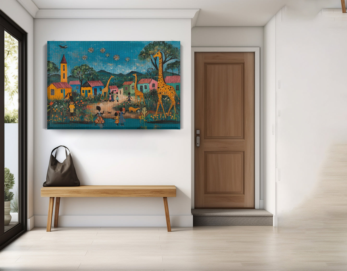 Giraffe Village Folk Black Black culture wall art view 17