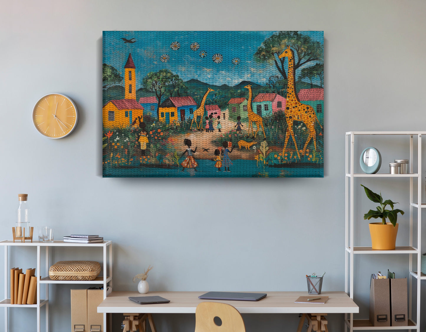 Giraffe Village Folk Black Black culture wall art view 18