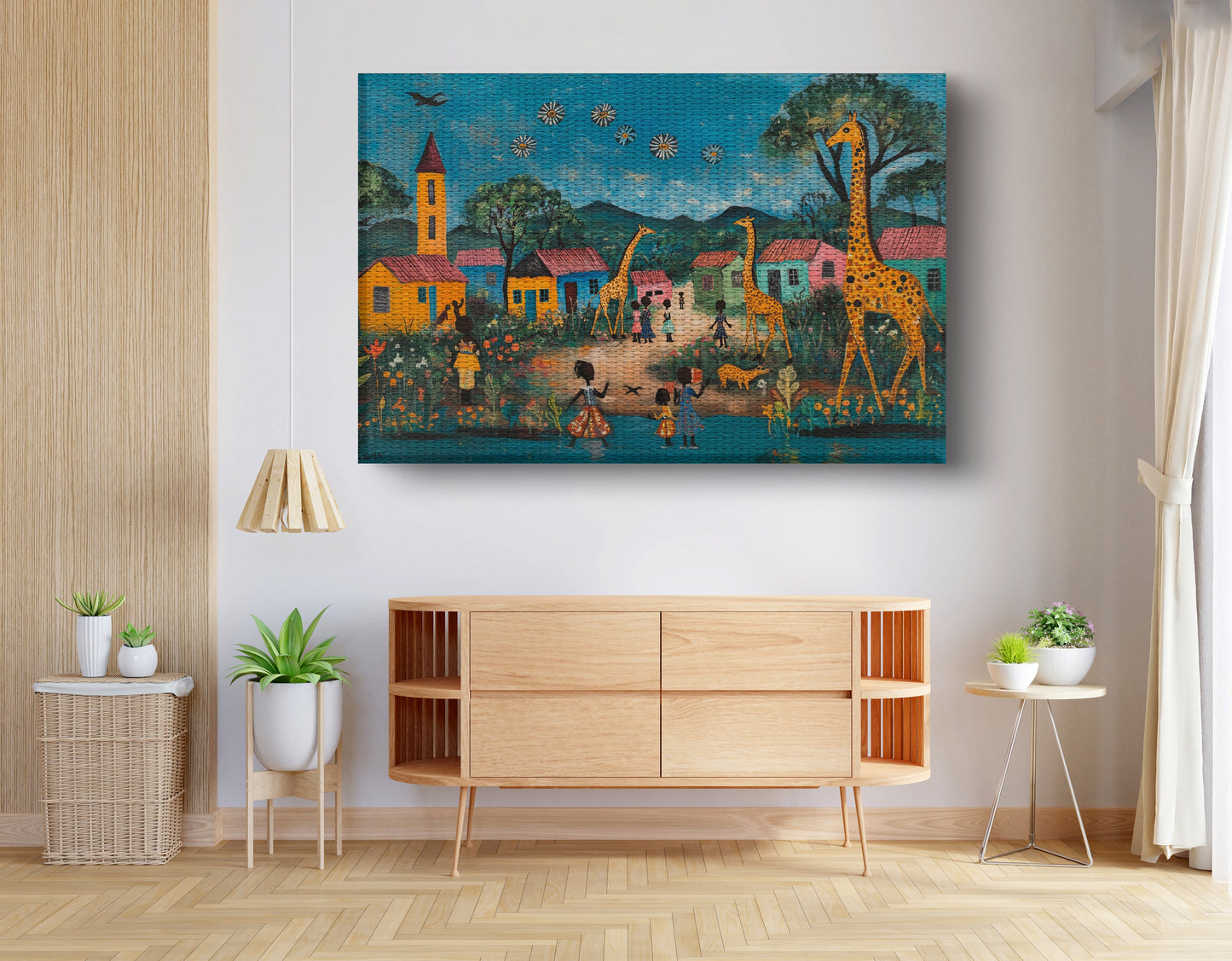 Giraffe Village Folk Black Black culture wall art view 14