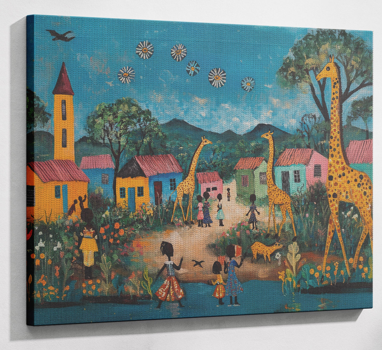 Giraffe Village Folk Black Black culture wall art view 13