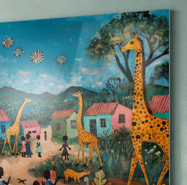 Giraffe Village Folk Black Black culture wall art view 22
