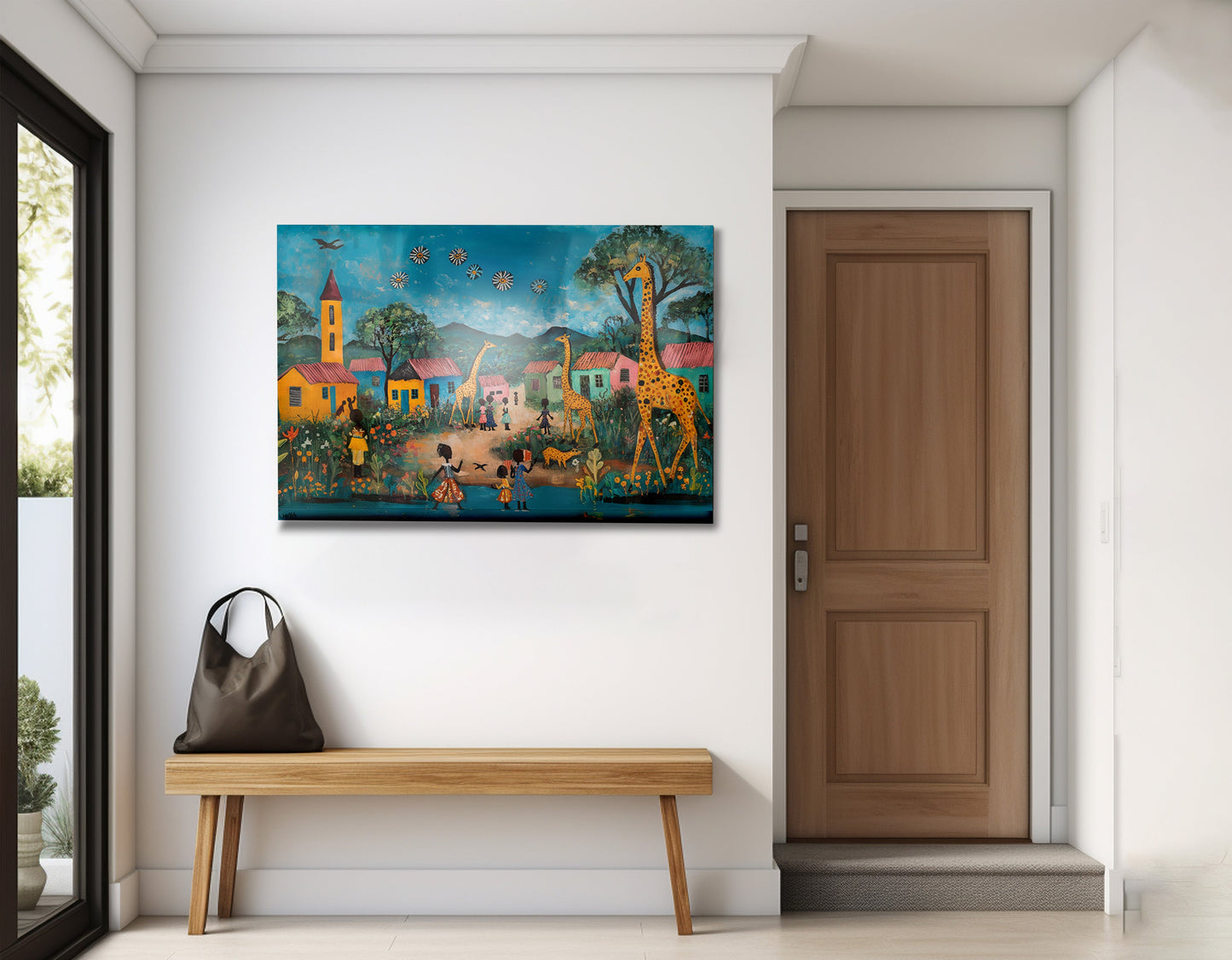 Giraffe Village Folk Black Black culture wall art view 23