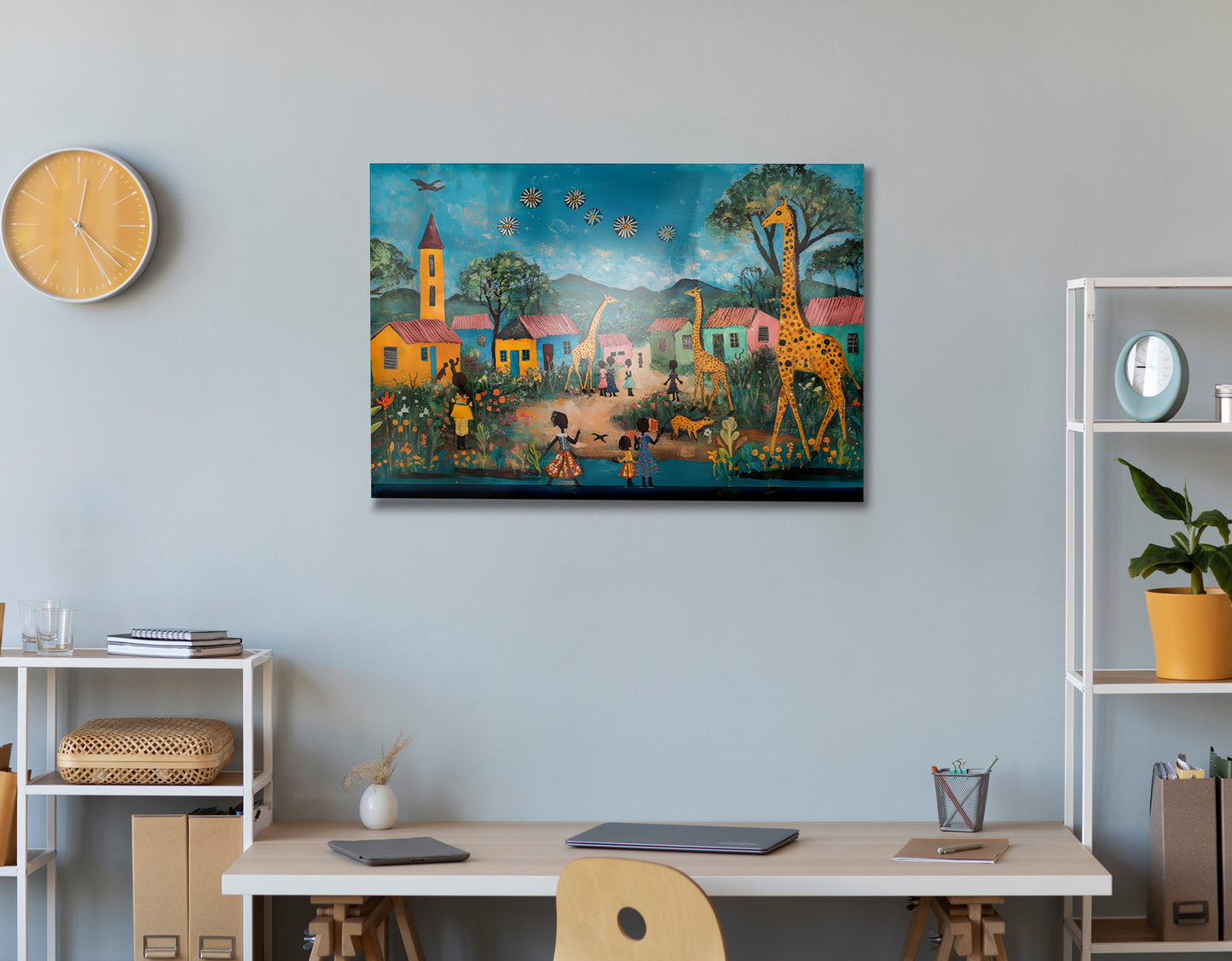 Giraffe Village Folk Black Black culture wall art view 24
