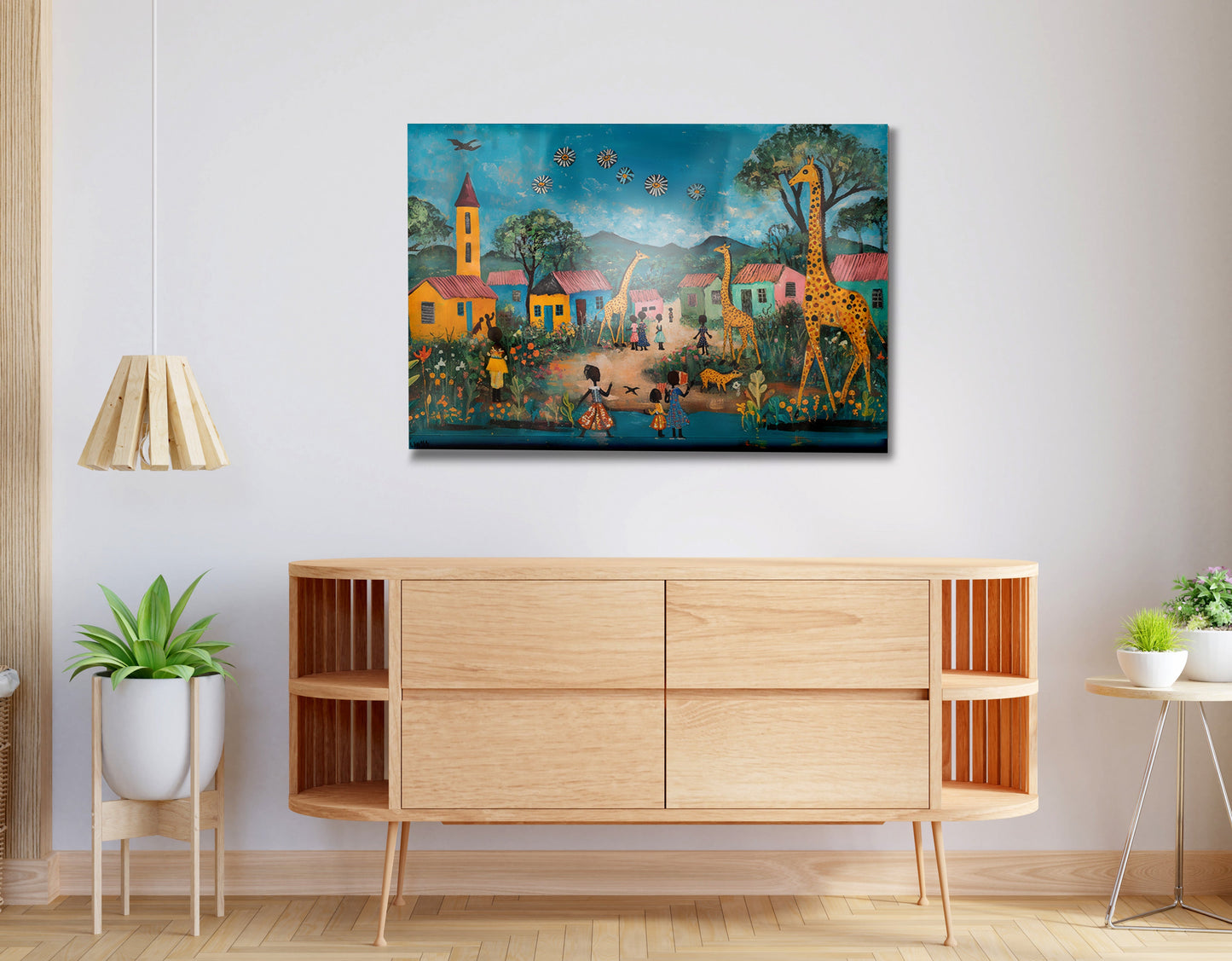 Giraffe Village Folk Black Black culture wall art view 20