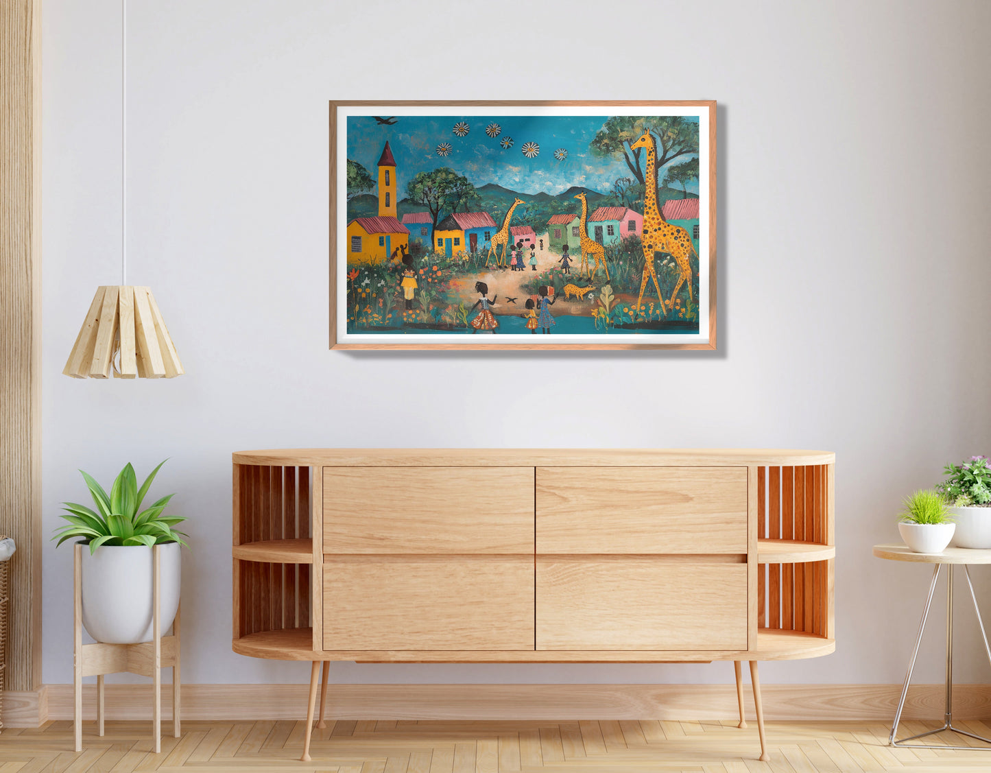 Giraffe Village Folk Black Black culture wall art view 80