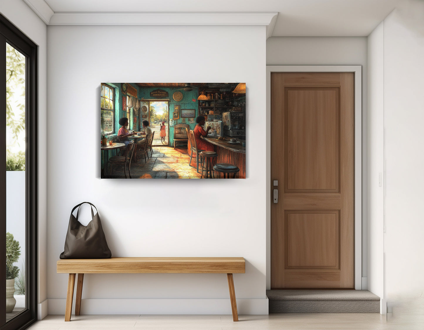 Alternate view of Cozy Black Kitchen Dining Room Black kitchen wall art canvas print