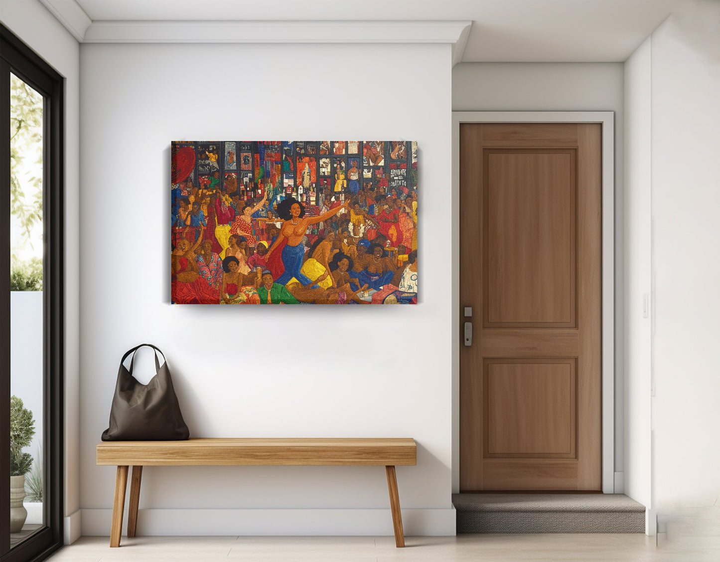 Black Joy Dance Party Black culture wall art displayed as entryway wall decor