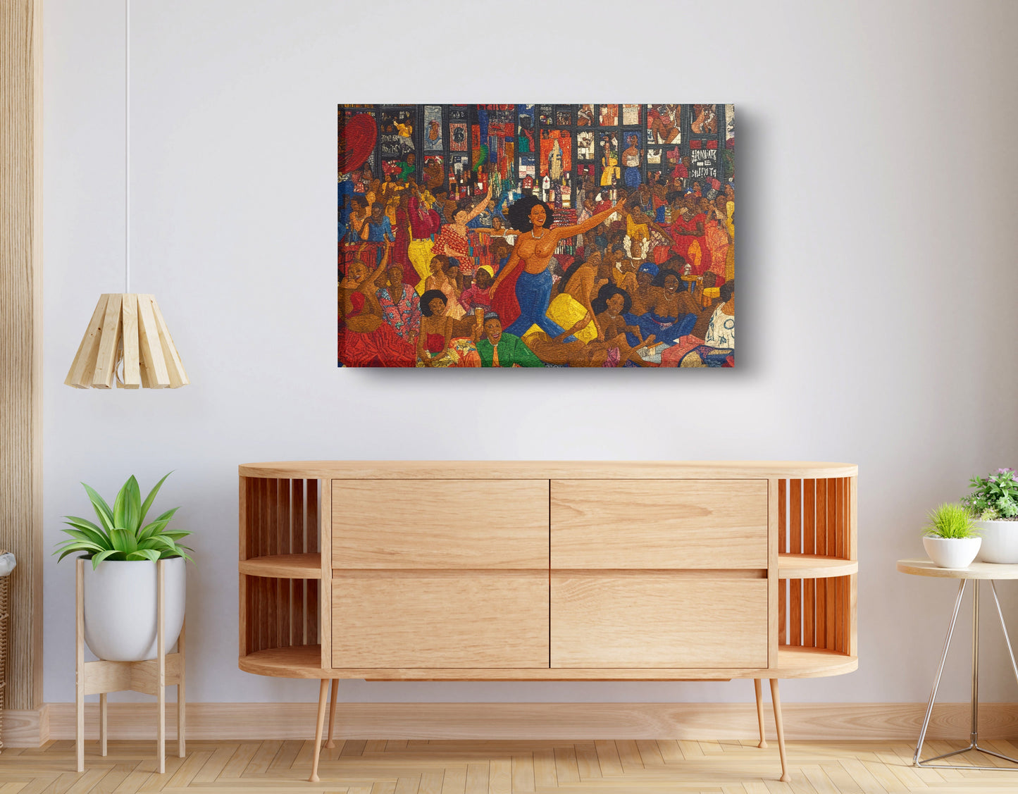 Black Joy Dance Party Black culture wall art displayed as living room wall decor