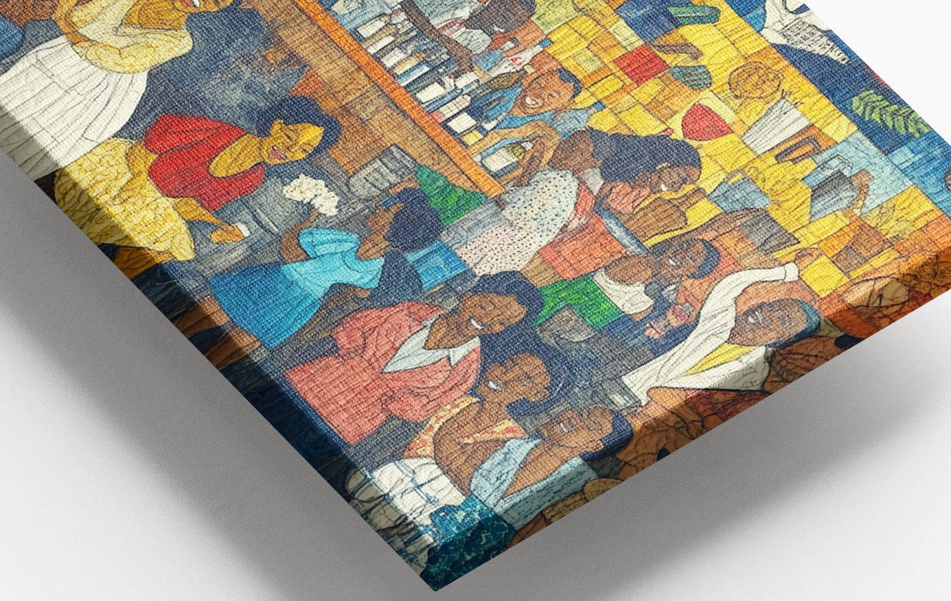 Close-up of Black Community Bar Scene Black culture wall art detail