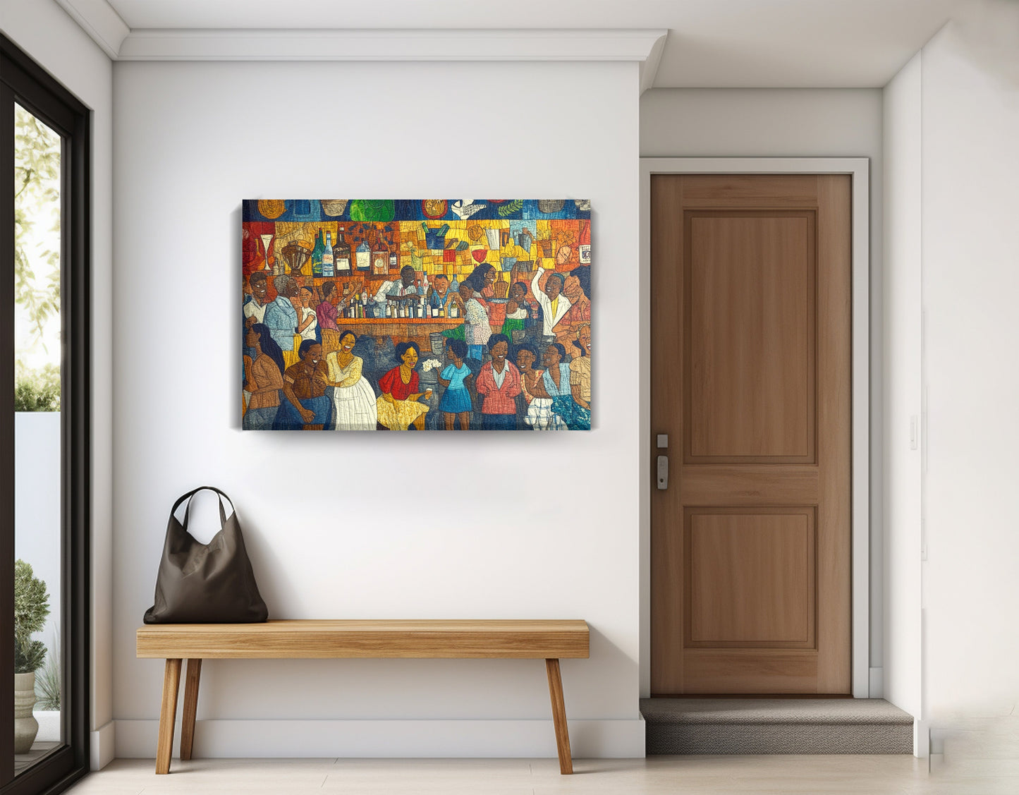 Black Community Bar Scene Black culture wall art displayed as entryway wall decor