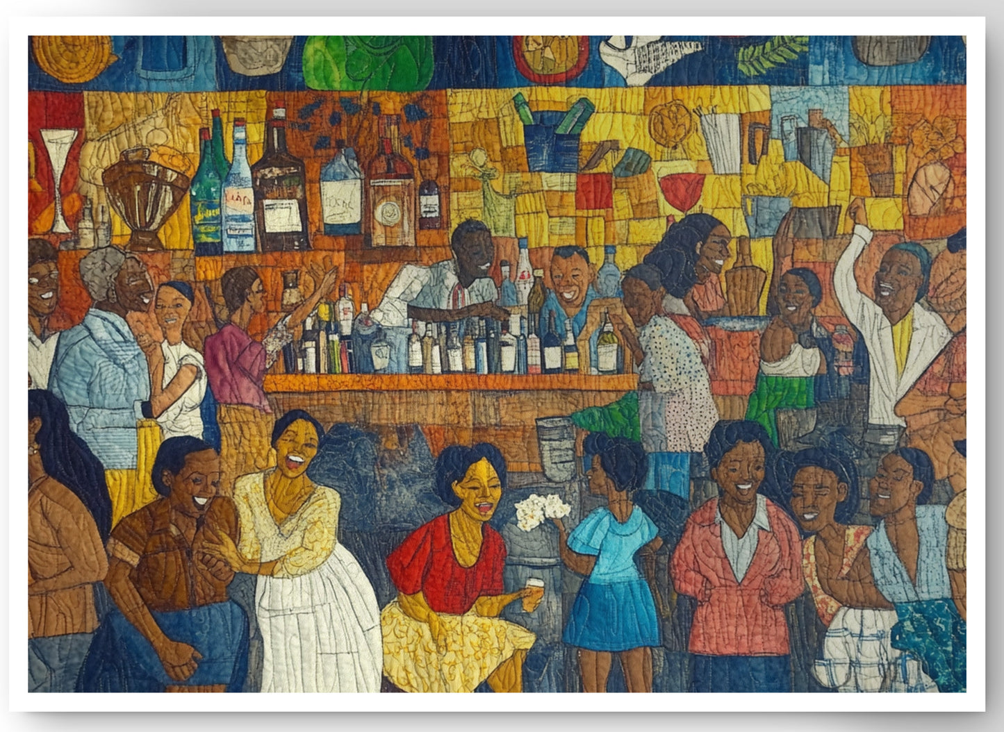 Black Community Bar Scene Black culture wall art canvas print by MoomZee Artwork