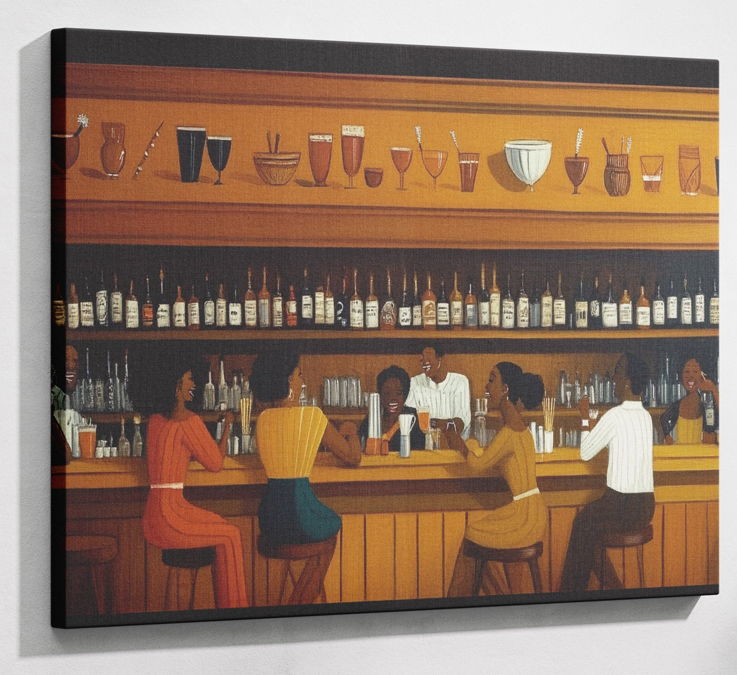 Black Bar Lounge Scene African American canvas print canvas print with visible wall art format