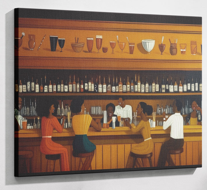 Black Bar Lounge Scene African American canvas print canvas print with visible wall art format