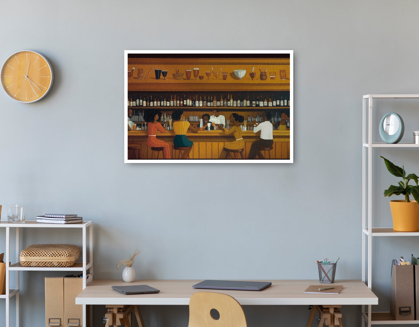 Black Bar Lounge Scene African American canvas print print view