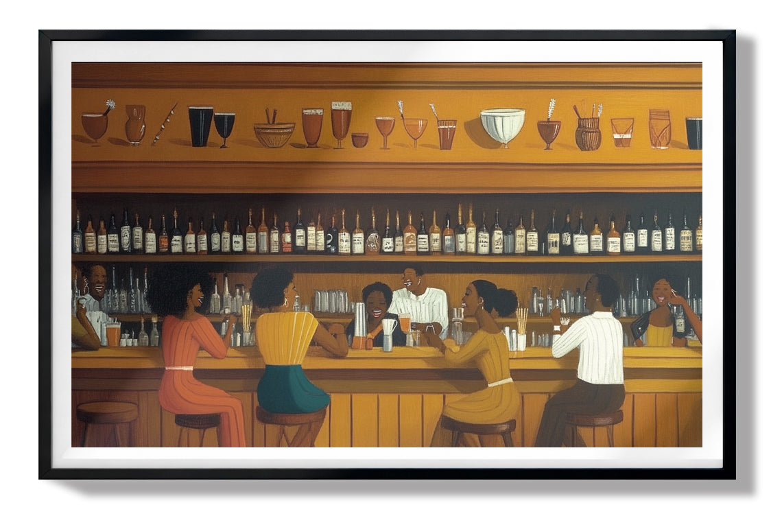 Black Bar Lounge Scene African American canvas print view 67