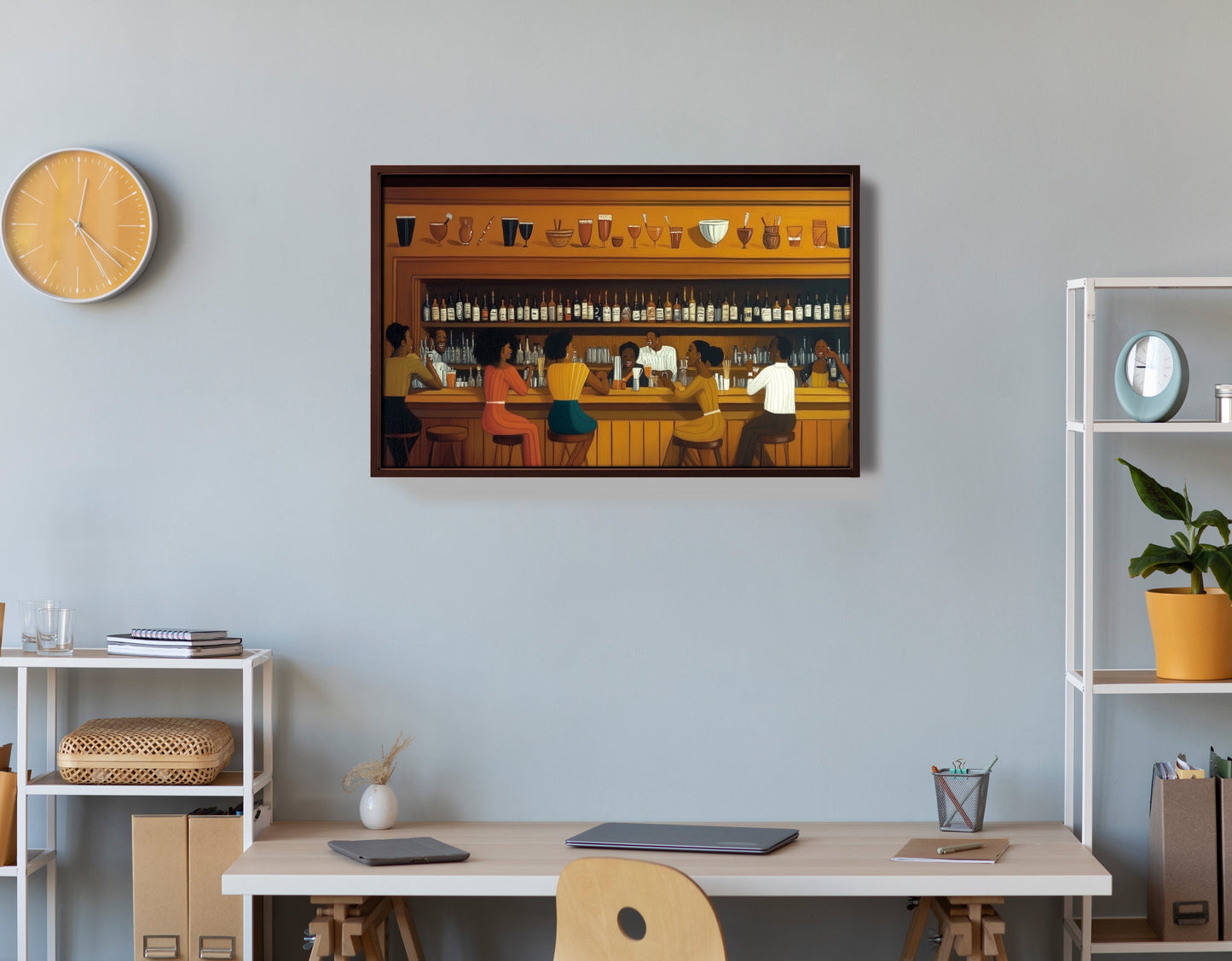 Black Bar Lounge Scene African American canvas print view 36