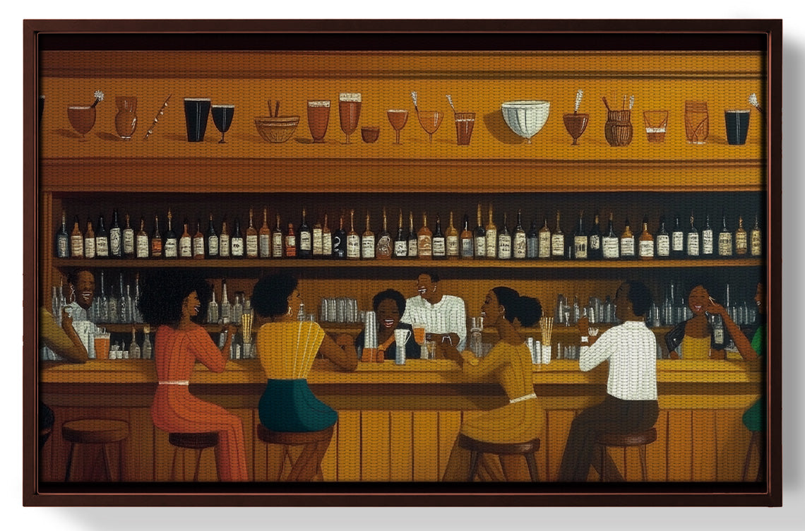 Black Bar Lounge Scene African American canvas print view 31
