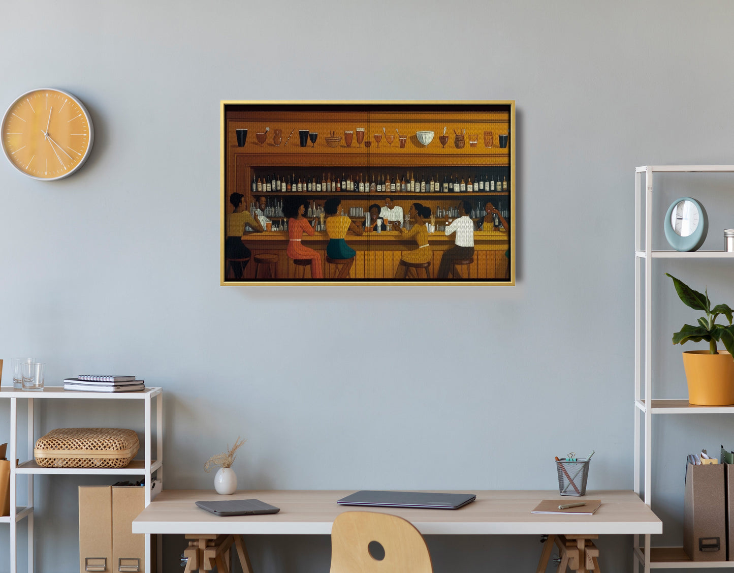 Black Bar Lounge Scene African American canvas print view 42