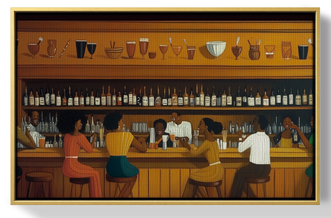Black Bar Lounge Scene African American canvas print view 37