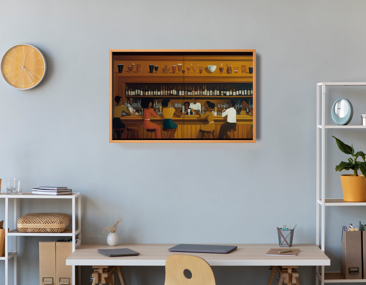 Black Bar Lounge Scene African American canvas print view 48