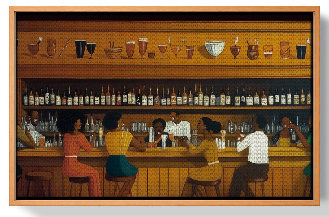 Black Bar Lounge Scene African American canvas print view 43