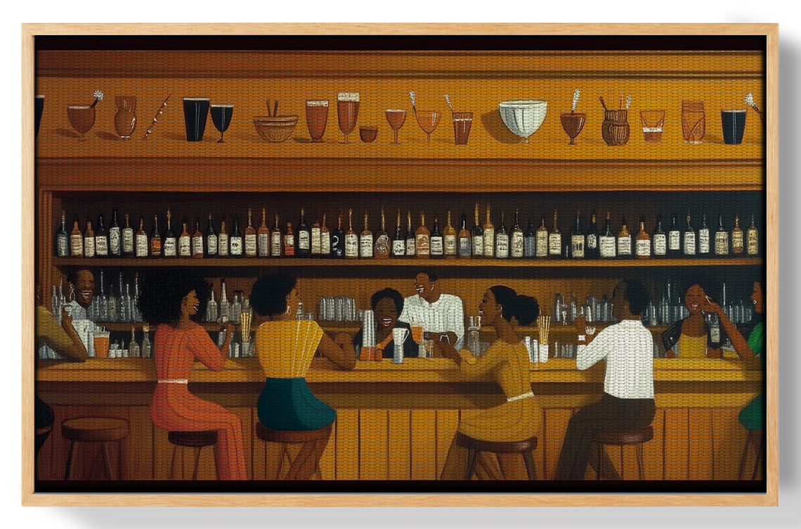 Black Bar Lounge Scene African American canvas print view 49