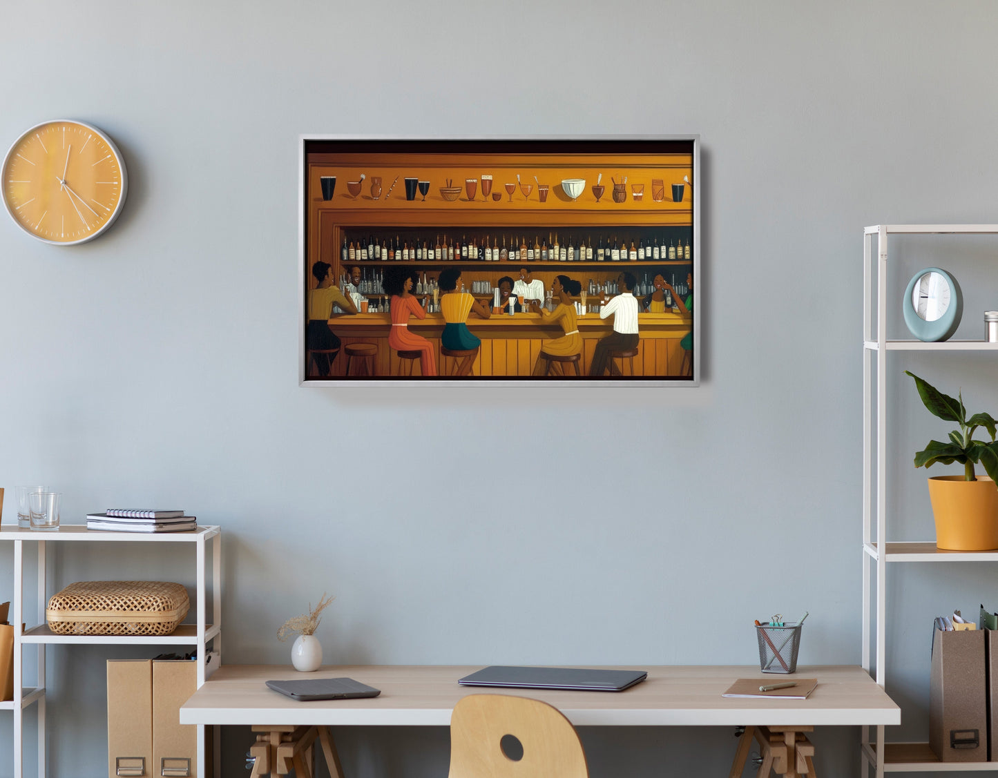 Black Bar Lounge Scene African American canvas print view 60