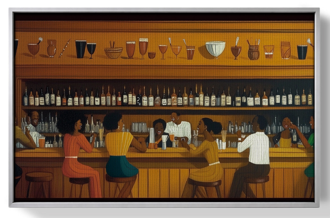 Black Bar Lounge Scene African American canvas print view 55