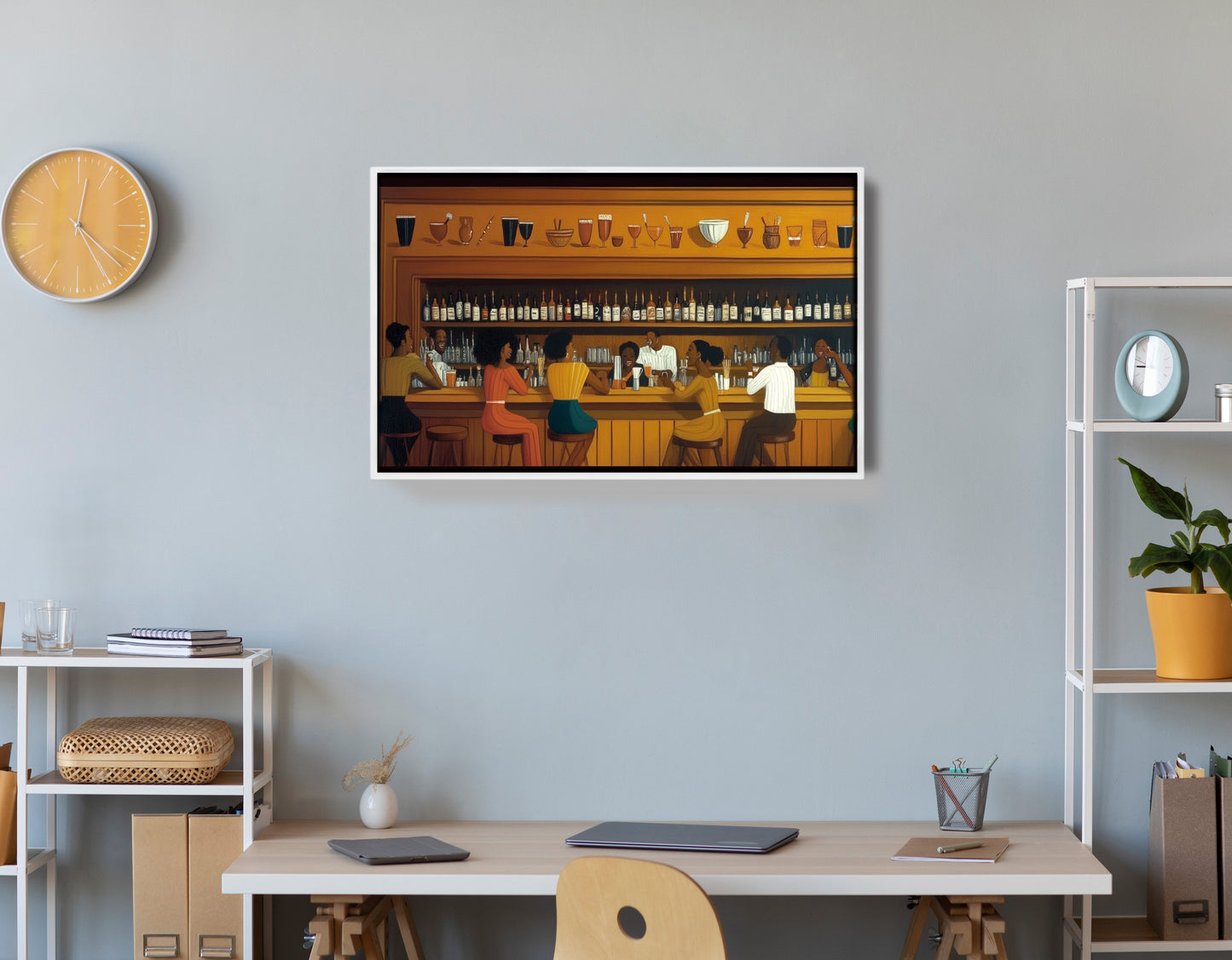 Black Bar Lounge Scene African American canvas print view 66