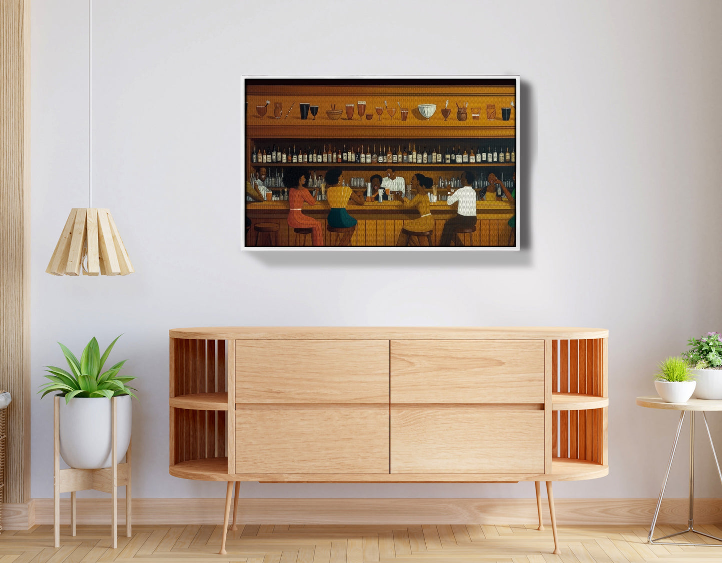 Black Bar Lounge Scene African American canvas print view 62