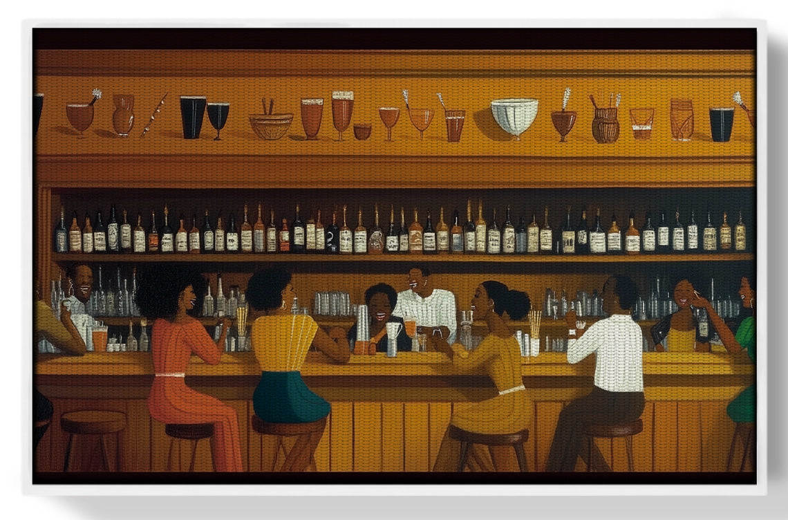 Black Bar Lounge Scene African American canvas print view 61