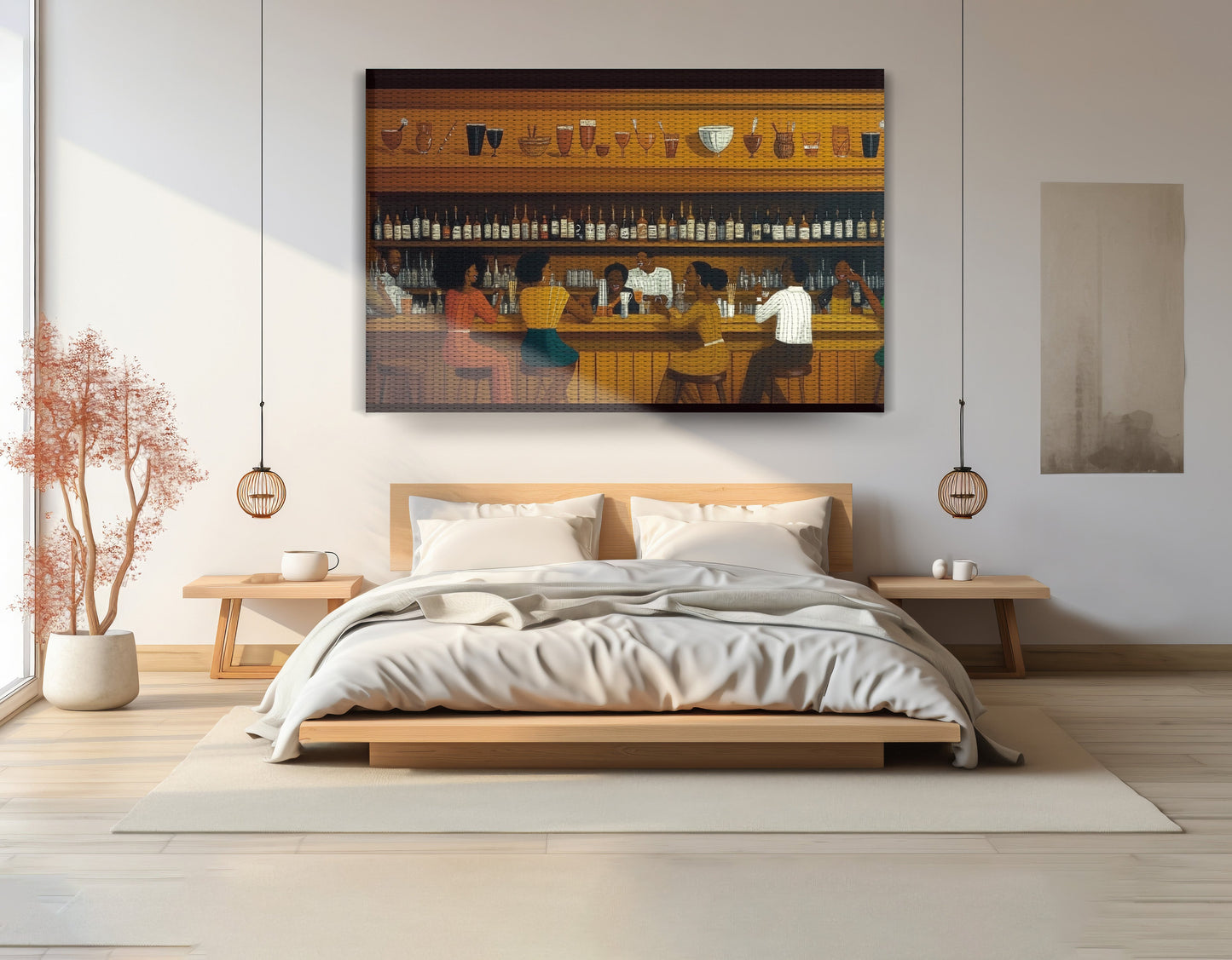 Black Bar Lounge Scene African American canvas print view 15