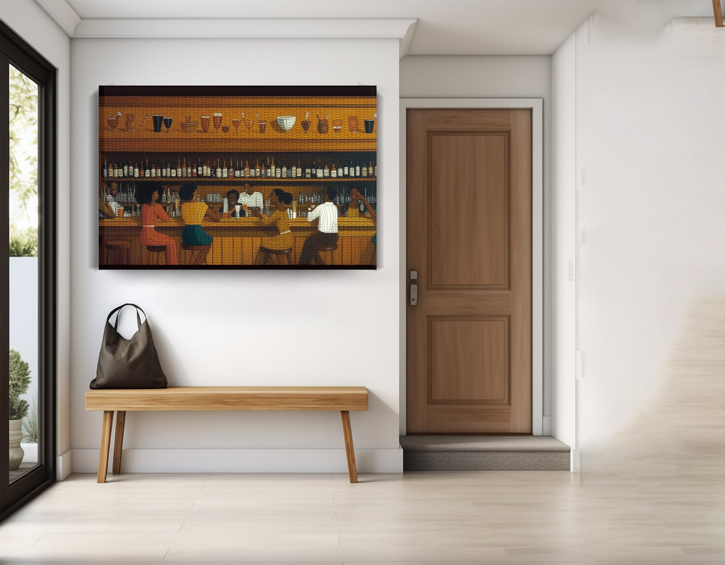 Black Bar Lounge Scene African American canvas print view 17
